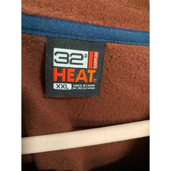 32 Heat Men Quarter Snap Fleece Pull Over Sweater XXL Red Maroon Mock Neck - Picture 9 of 10